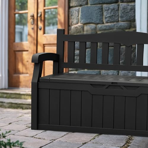 Devoko 80 Gallon Lockable Storage Bench Deck Box for Patio, Black Z966662