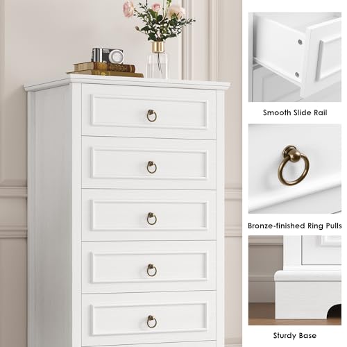 HOSTACK 6 Drawer Dresser for Bedroom, Tall Modern Farmhouse Chest, Dark Brown H747285
