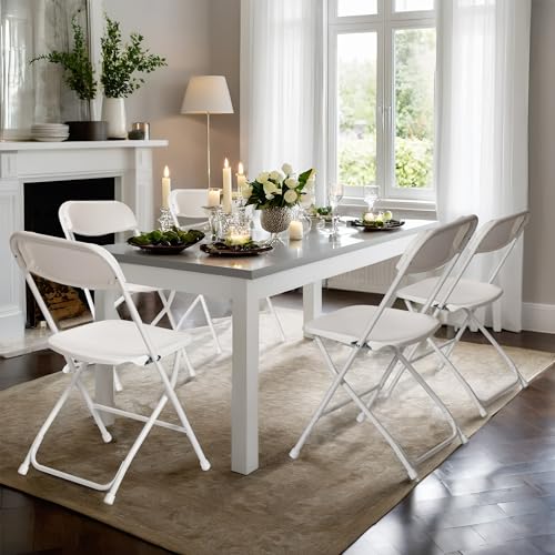 Plastic Folding Chair 10-Pack, Portable Commercial, 450 lb Capacity, White R613