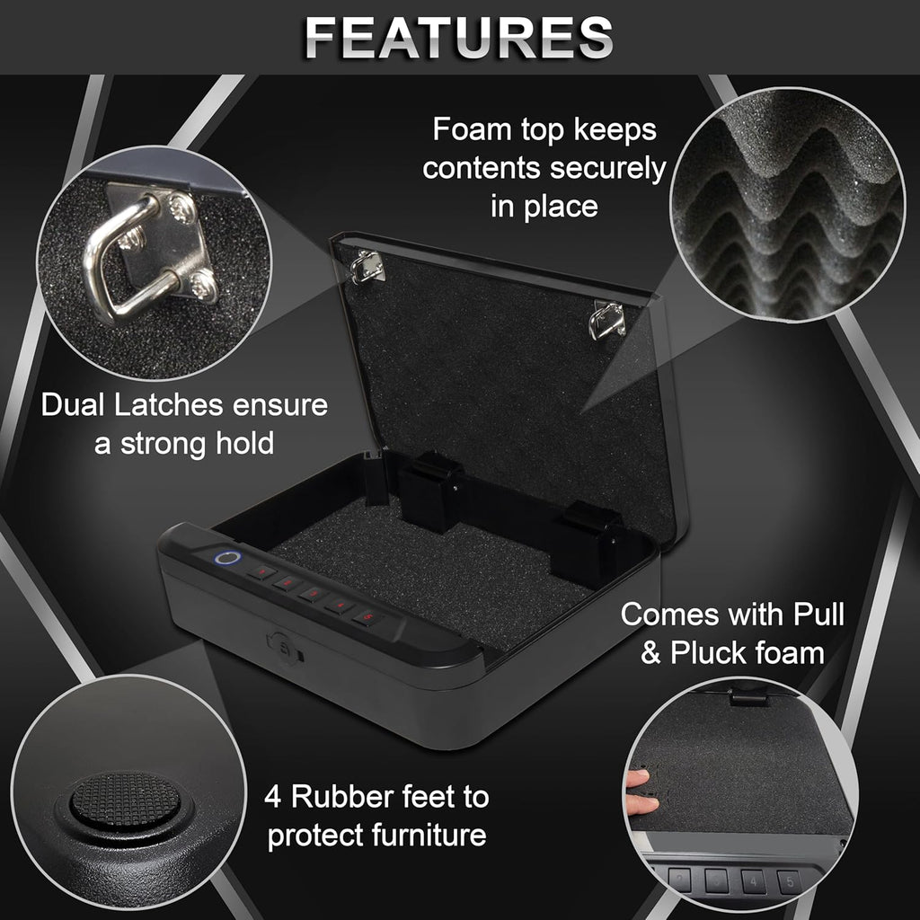 Biometric Gun Safe for Handgun with Fingerprint Reader and PIN Keypad O28853