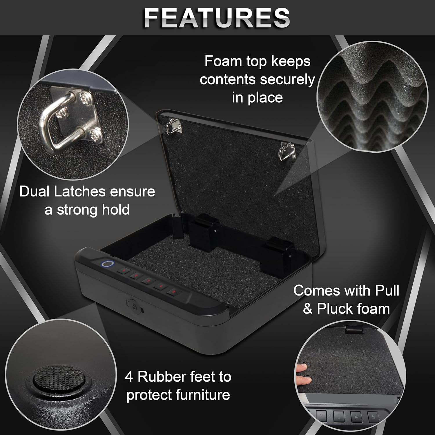 Biometric Gun Safe for Handgun with Fingerprint Reader and PIN Keypad O28853