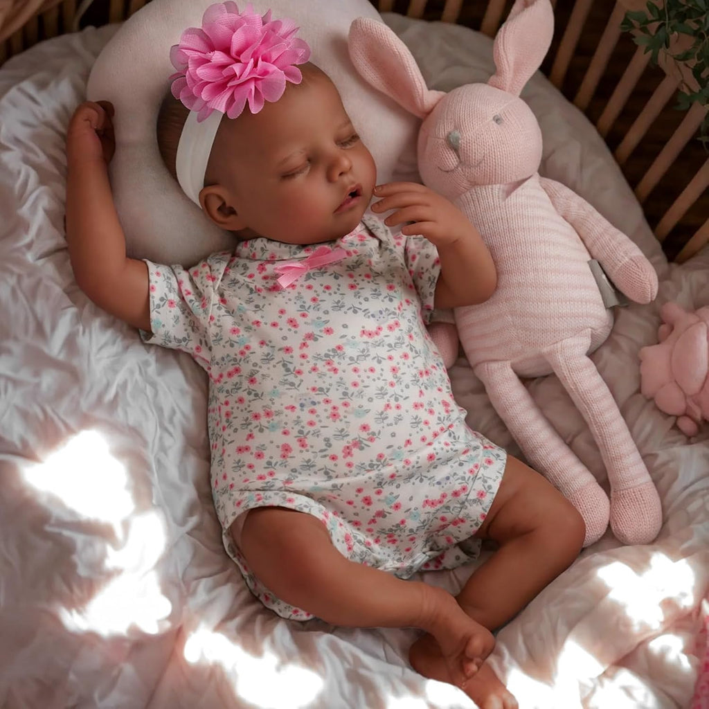 JIZHI Lifelike Reborn Baby Doll Black 17-Inch Soft Body Realistic Newborn Y418