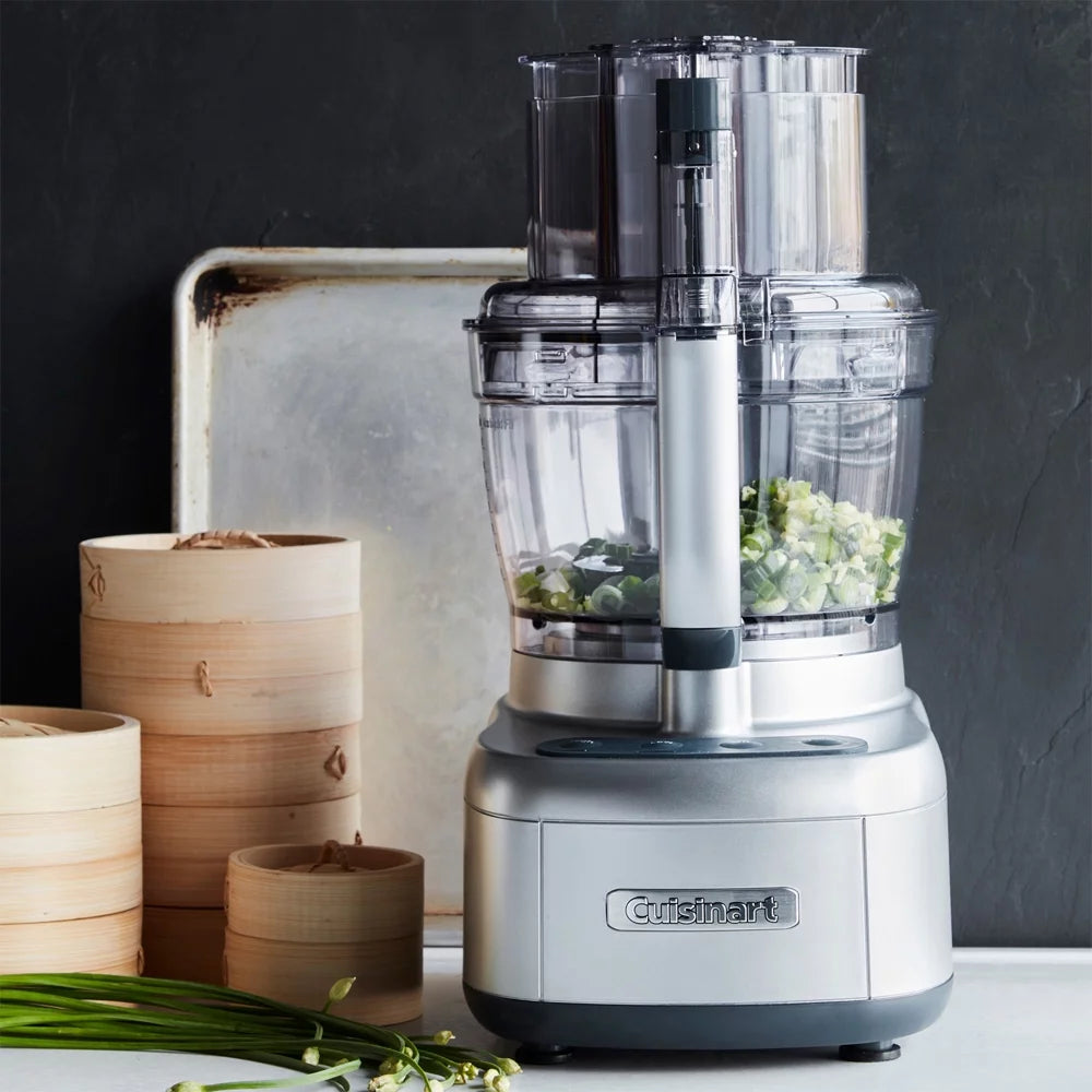 Cuisinart FP-1300SVWS Elemental 13-Cup Food Processor with Spiralizer, Dicer, Cutlery Set, Timer and Oven Mitts N126106