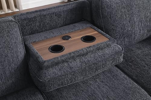L-Shaped Pull Out Sleep Sofabed with Storage Chaise, Chenille Upholstered X30892