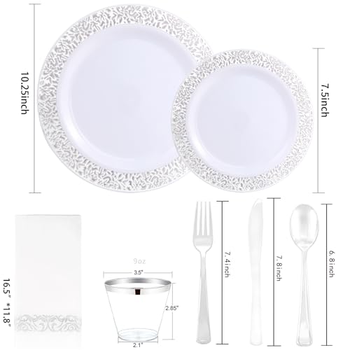 WELLIFE Silver Party Dinnerware Set for 50 Guests, Disposable A689948