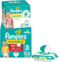 Pampers Swaddlers 360 Pull-On Diapers, Size 3, 156 Count, One Month Supply, with Sensitive Baby Wipes, 4 Flip-Top Packs (336 Wipes Total) [Packaging May Vary]