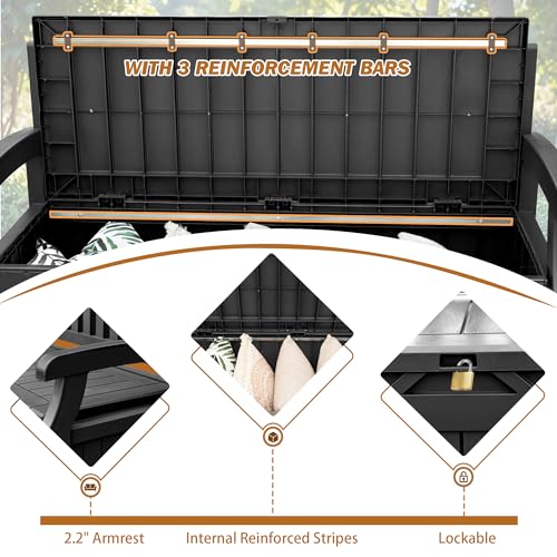 Devoko 80 Gallon Lockable Storage Bench Deck Box for Patio, Black Z966662