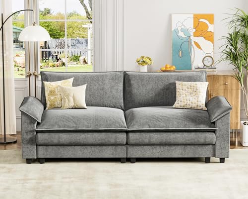 Homall 119" Modular Sectional Sofa with Reversible Ottoman, Light Grey V97154