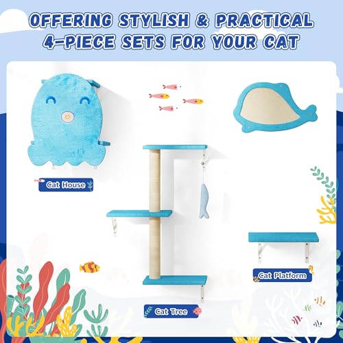 COZIWOW Wall Mounted Cat Shelves and Perches, Set of 5 (Grey) Y44261