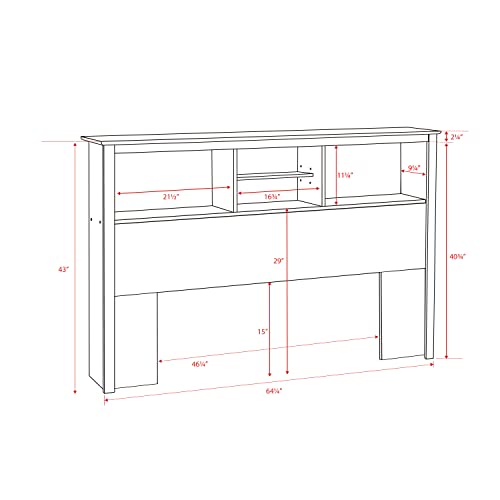 Prepac King Bookcase Headboard, Black A905