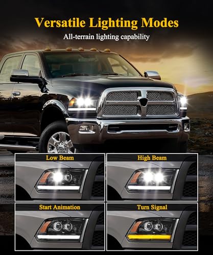 Partsam Full LED Headlights Assembly Compatible with 2009-2018 Ram 1500 2500 3500 X7360