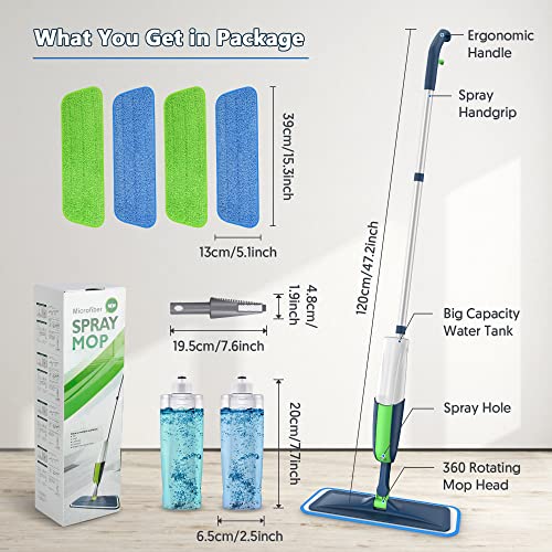 MEXERRIS Microfiber Spray Mop for Hardwood Floors with 3 Washable Pads D8572