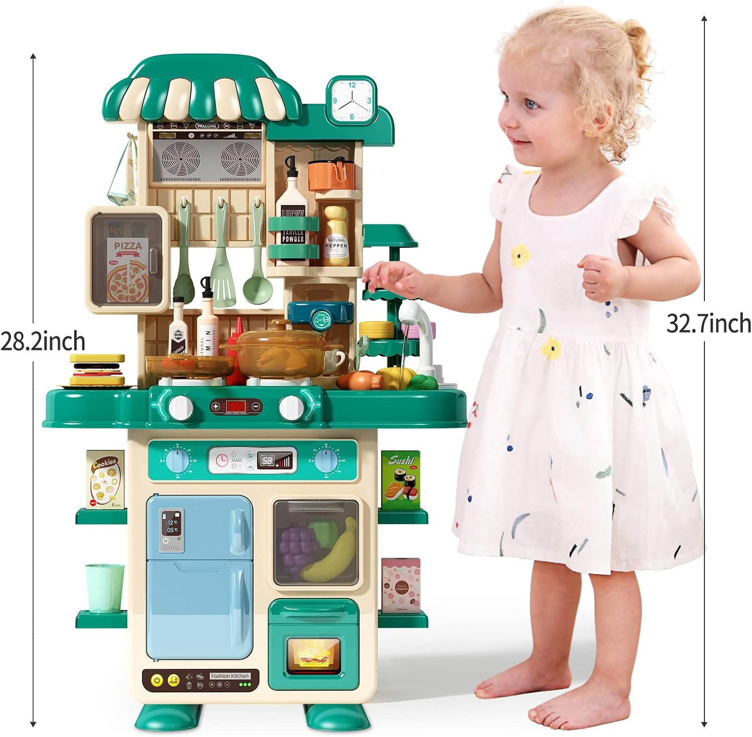 Deejoy 50Pcs Kitchen Playset with Chef's Uniform for Toddlers (Green) E718631