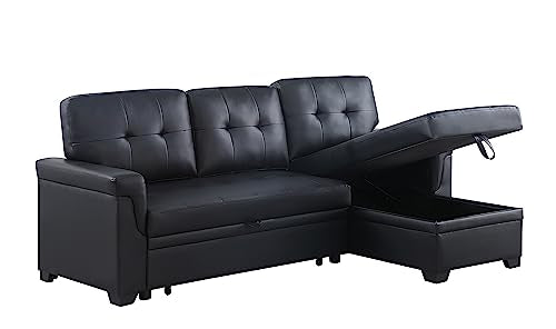 L-Shaped Pull Out Sleep Sofabed with Storage Chaise, Chenille Upholstered X30892