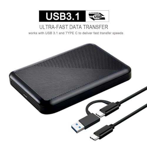 1TB Ultra Slim Portable External Hard Drive USB 3.1 Type C W844997