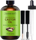 Castor Oil 4 oz 100% Pure, Natural, Cold Pressed & Hexane Free - Thicker, Fuller and Longer Hair, Lashes and Brows - Fight Dry Brittle Hair and Split Ends
