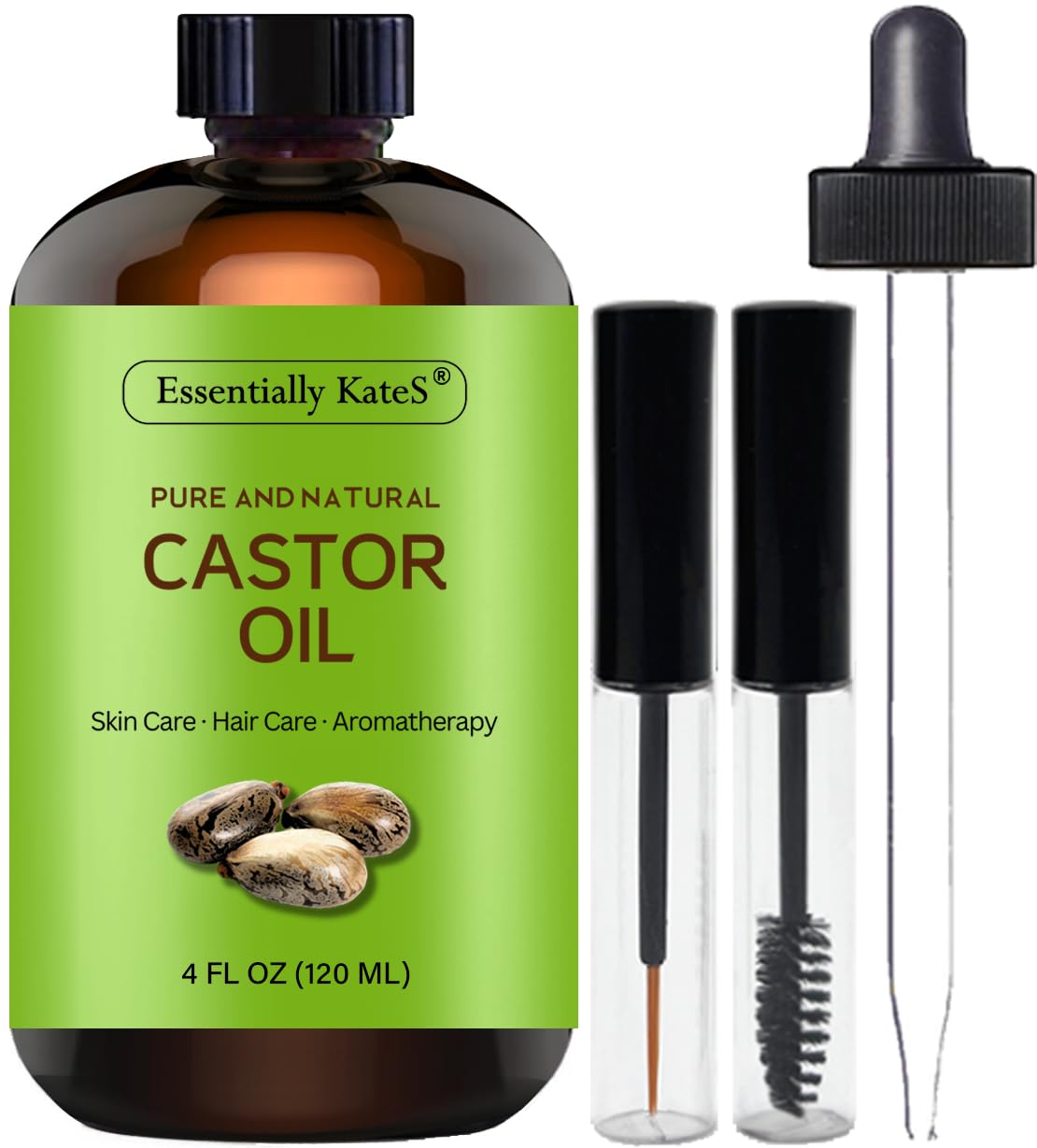 Castor Oil 4 oz 100% Pure, Natural, Cold Pressed & Hexane Free - Thicker, Fuller and Longer Hair, Lashes and Brows - Fight Dry Brittle Hair and Split Ends