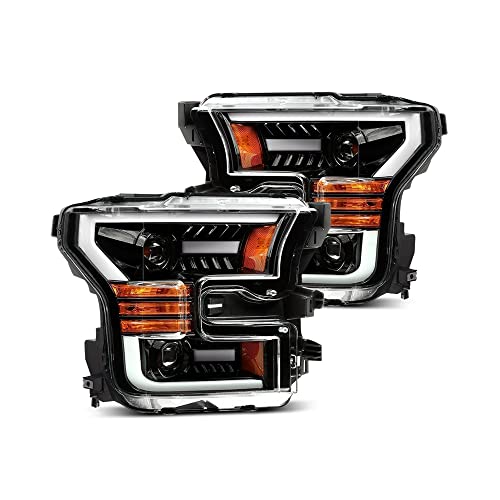AlphaRex PRO-Series Jet Black LED Tube Dual Projector Headlights for 15-17 Ford F150 M7591
