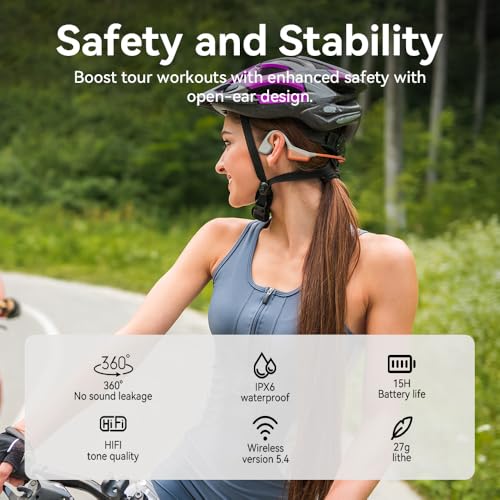 Bone Conduction Headphones Wireless Bluetooth 5.4 Open Ear Sports Headset with Mic, IPX6 Waterproof (Green) R3266