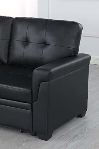 L-Shaped Pull Out Sleep Sofabed with Storage Chaise, Chenille Upholstered X30892