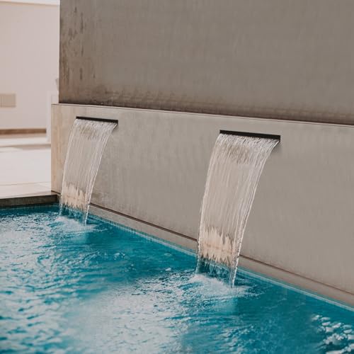 Pond Waterfall Kit with LED Lights, 12 Inch Stainless Steel Spillway, 880GPH Pump O35083