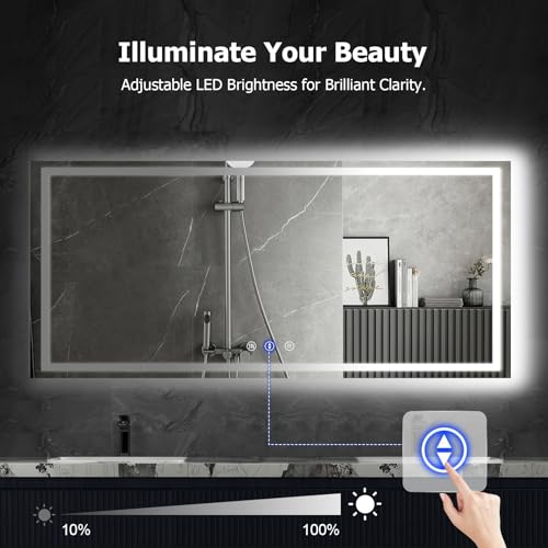YOLEO 40x36 LED Bathroom Mirror with Front and Backlit, Anti-Fog, Dimmable N615