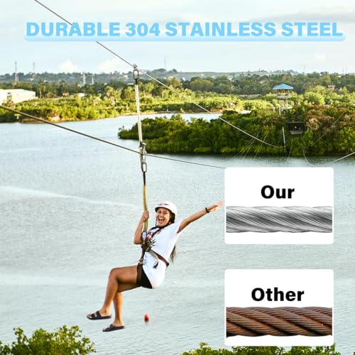 1/4" 304 Stainless Steel Aircraft Cable 30ft with Clamps & Thimble Z20799