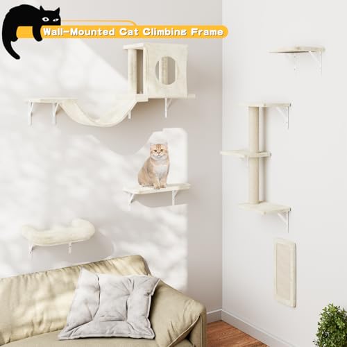 NUNU LAB Wall Mounted Cat Climber Set with House, Tunnel, Scratcher, Black M305