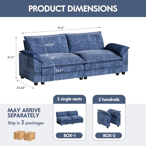 Homall 119" Modular Sectional Sofa with Reversible Ottoman, Light Grey V97154