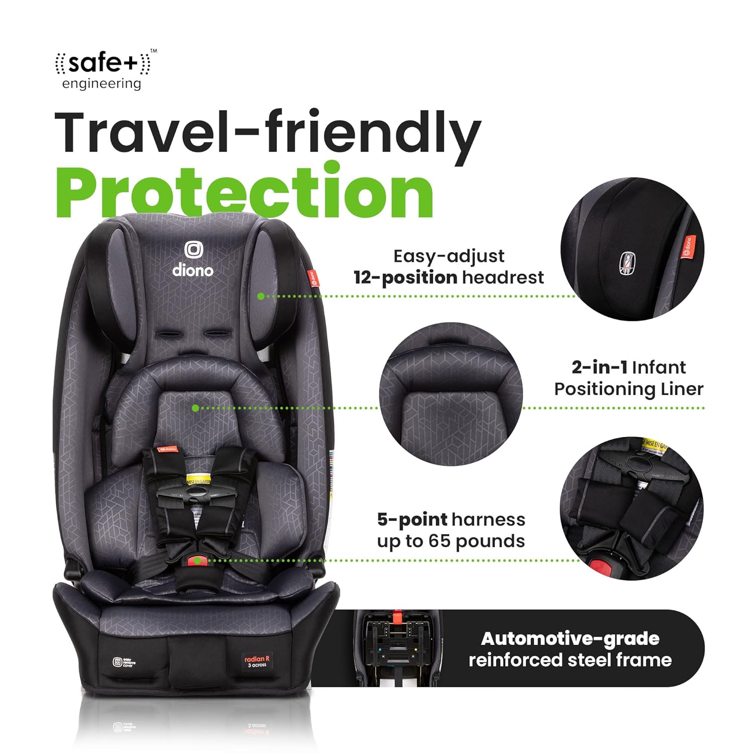 Diono Radian 3RXT Special Edition All-in-One Convertible Car Seat, Gray Stone F191