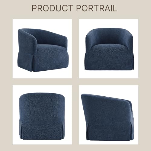 Swivel Accent Chair Set of 2, 360 Degree Linen Fabric Armchair, Cream White Q4822