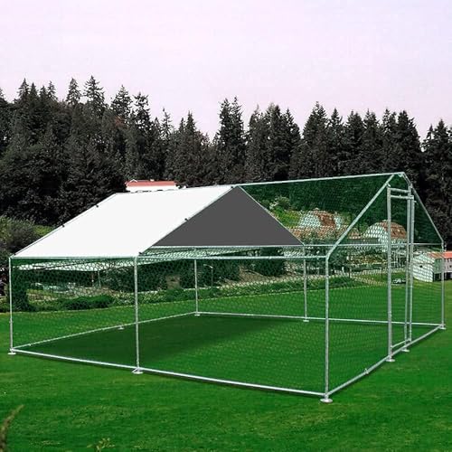 Metal Chicken Coop Cage with Waterproof Roof and Lockable Doors Y613970