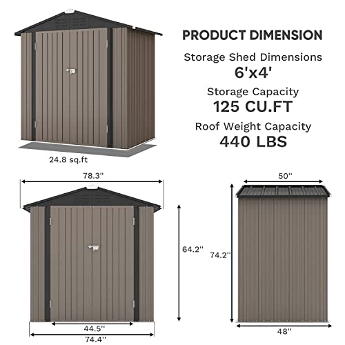 Patiowell 5x3 FT Outdoor Storage Shed with Sloping Roof and Lockable Door, Brown L4971