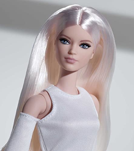 Barbie Signature Looks Doll Tall Blonde Posable Fashion Doll White Dress Platform Boots J1168