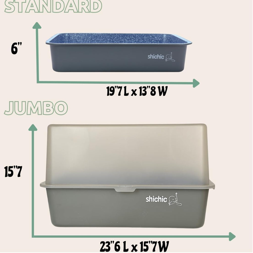 Jumbo Stainless Steel Litter Box with Lid, Non-Stick Coating, Includes Scoop V85682