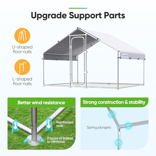 Quictent Large Metal Chicken Coop Run with Roosting Perch for 20+ Poultry, Outdoor Walk-in Hen House, 12x9x6.6FT N28773