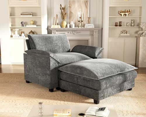Homall 119" Modular Sectional Sofa with Reversible Ottoman, Light Grey V97154