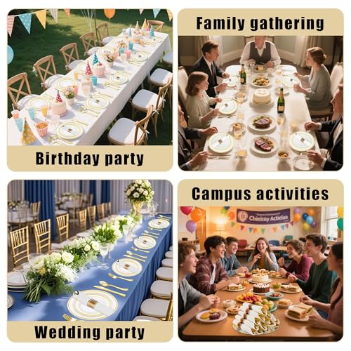 Zcaukya Gold Plastic Dinnerware Set for 50 Guests Z995447