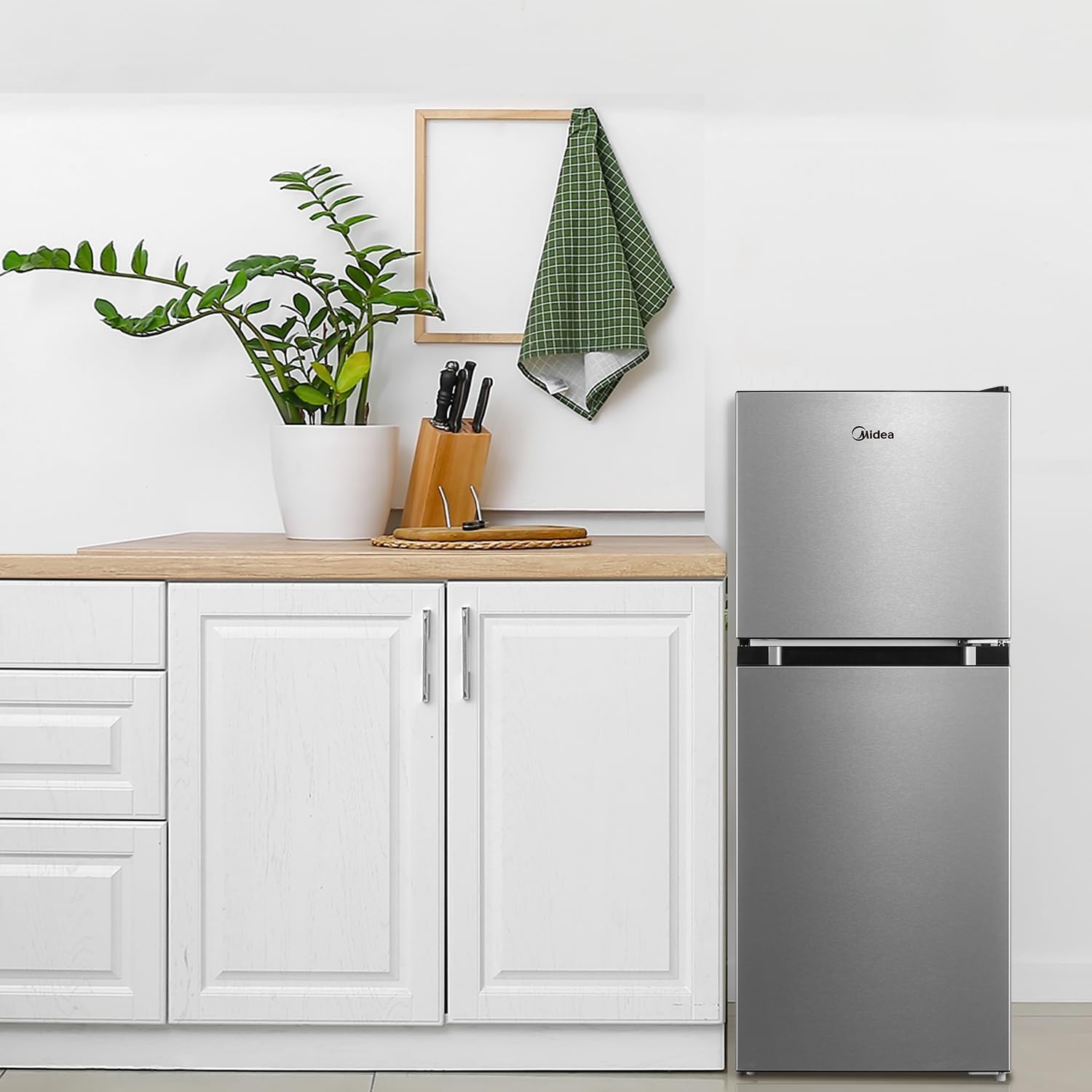 Midea MERM45S3AST Double Door Compact Refrigerator, 4.5 Cu Ft, Stainless Steel O10432