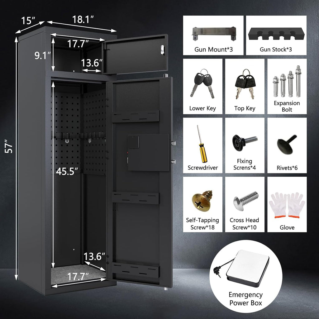 KAER 10-12 Gun Safe with Keypad for Rifles and Pistols T892