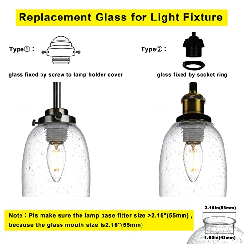 4 Pack Clear Seeded Glass Replacement Shades for Ceiling Fan Light Fixtures A828668