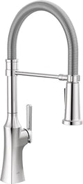 Delta Faucet Ermelo Pro Commercial Style Kitchen Faucet, Kitchen Faucets with Pull Down Sprayer Brushed Nickel, Kitchen Sink Faucet, Faucet for Kitchen Sink with Magnetic Dock, Stainless 18887-SS-DST