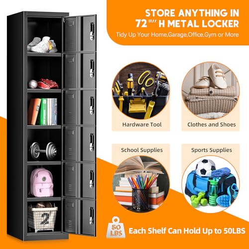 Bonusall Metal Locker 3-Tier Steel Storage Cabinet, 3 Doors Grey H746