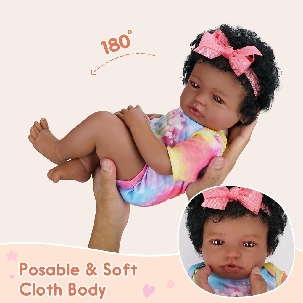 BABESIDE Lifelike Reborn Baby Doll Black Girl 20 Inch Brown Eyes T91924