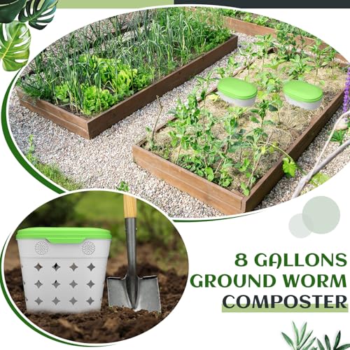 2 Pack In-Ground Worm Composter, 8 Gallon Outdoor Compost Bin for Garden Beds L122683