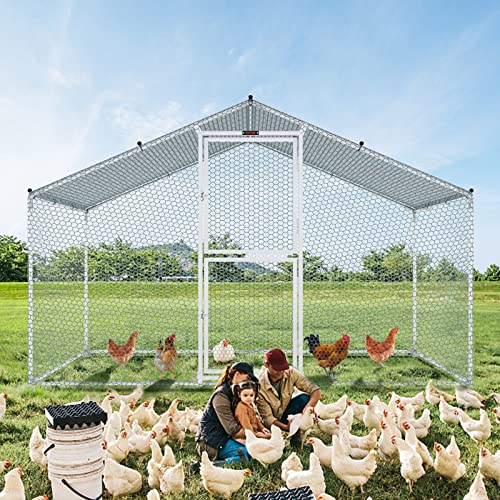 VEVOR Large Metal Chicken Coop with Run, Walk-in Outdoor Poultry Pen W388