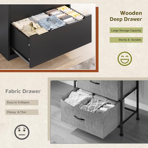 6 Drawer Dresser for Bedroom, Tall Black Chest of Drawers X4524