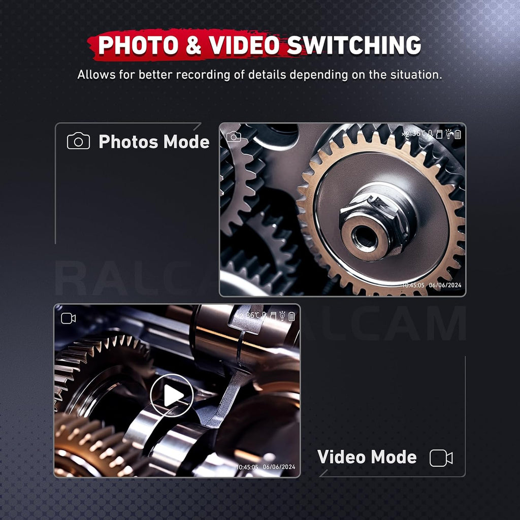 Ralcam Articulating Borescope 2-Way 180° Inspection Camera with 3.5'' IPS Screen Z12880
