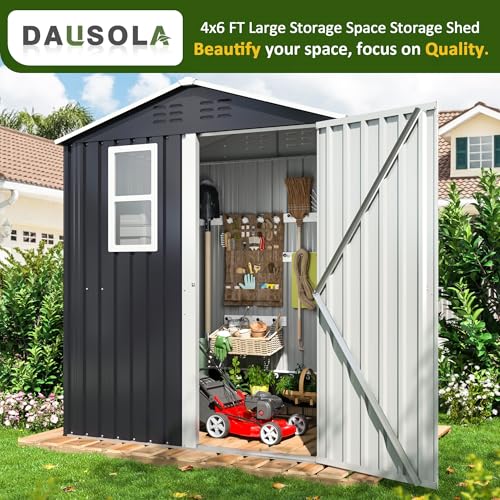 10x10 FT Outdoor Metal Storage Shed with Lockable Doors, Grey Q804763