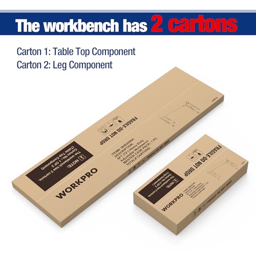 WORKPRO 48" Adjustable Workbench with Rubber Wood Top and Power Outlets V187702